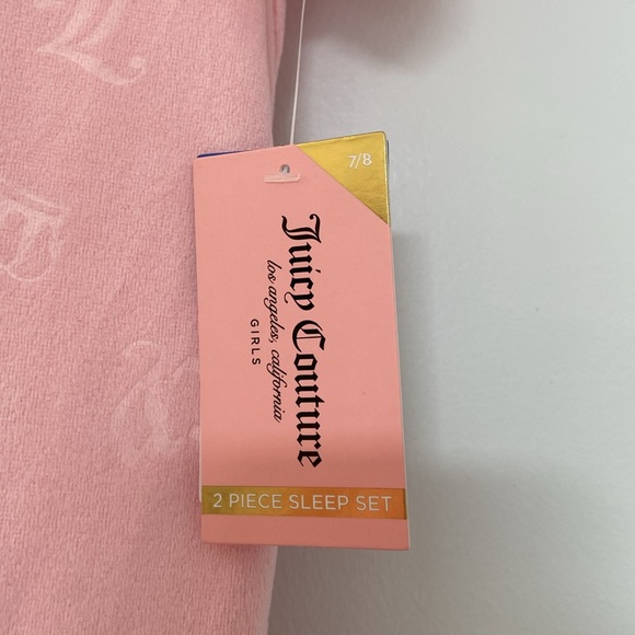 NWT JUICY COUTURE Pink 2pc Velvet Lounge Top&Pants Set with Rhinestone Logo - Picture 9 of 11